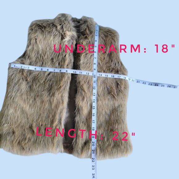 Inc Cozycore boho glam Faux Fur Vest Brown Small Petite Mob Wife Scandi Fluffy - Picture 9 of 12